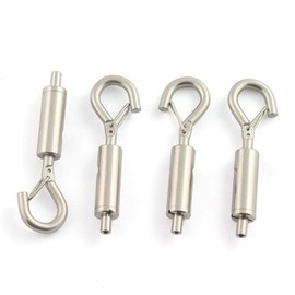 PZRT 4pcs Hook & Eye Turnbuckle Tension with Safety Buckle for 1~1.5mm Stainless Steel Cable Guide Wire Rope