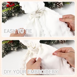 Wreath Sash for Front Door, RIC Rac Trim Blank Sash for Monogram Embroidery, Front Door Porch Decor, Wreath Accessories, 5'' L x 54'' W (1, White)