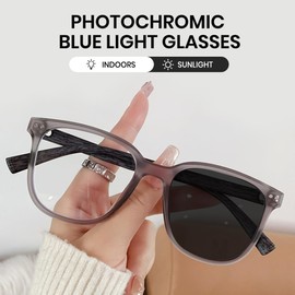 Cyxus Photochromic Glasses for Women Men UV Protection with Blue Light Blocking（8240i02 Black）