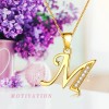 Collares Mujer Inicial Letras Baño Oro 18k Zirconias Color M