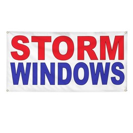 Vinyl Banner Multiple Sizes Storm Windows Red Blue Business Outdoor Weatherproof Industrial Yard Signs 10 Grommets 60x144Inches