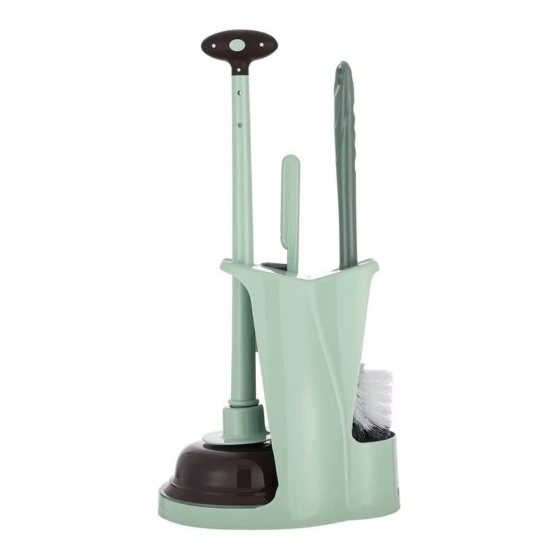 Cq acrylic Toilet Brush and Plunger Set,Green 3 in 1
