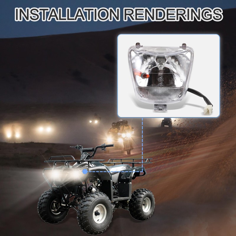 GOOFIT Headlight Head Light Lamp Assembly Replacement for 50cc 70cc