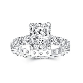 PAFIDDY 3CT Radiant Cut Engagement Ring for Women, Simulated Diamond Ring,18K White/Yellow Gold Plated 925 Sterling Silver Promise Ring, 5, 18K Gold Plated 925 Sterling Silver, White Sapphire