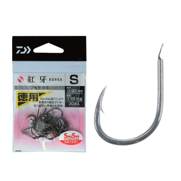 Daiwa 07312567 SS Saxus Red Fang Hook, Economical Use, Chinubeta, LS-3L, Φ0.05 inches (1.35 mm), 16.9 oz (476 mg), Pack of 15