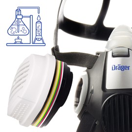 Dräger X-plore A1B1E1K1 Hg P3 RD Bayonet Filters | 2 Replacement Filter Cartridges Suitable for Chemical Face Mask Respirators X-plore 3300, 5500 | Protection Against Toxic Fumes, Vapours