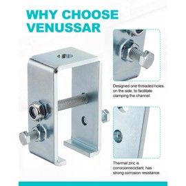 Venussar Upgrade Channel Trolley Track Hanger Bracket for UNISTRUT Strut Channel, 1-5/8 Intermediate Support Hange Bracket for All 1-5/8" Channel Trolley Track(4 Pack)