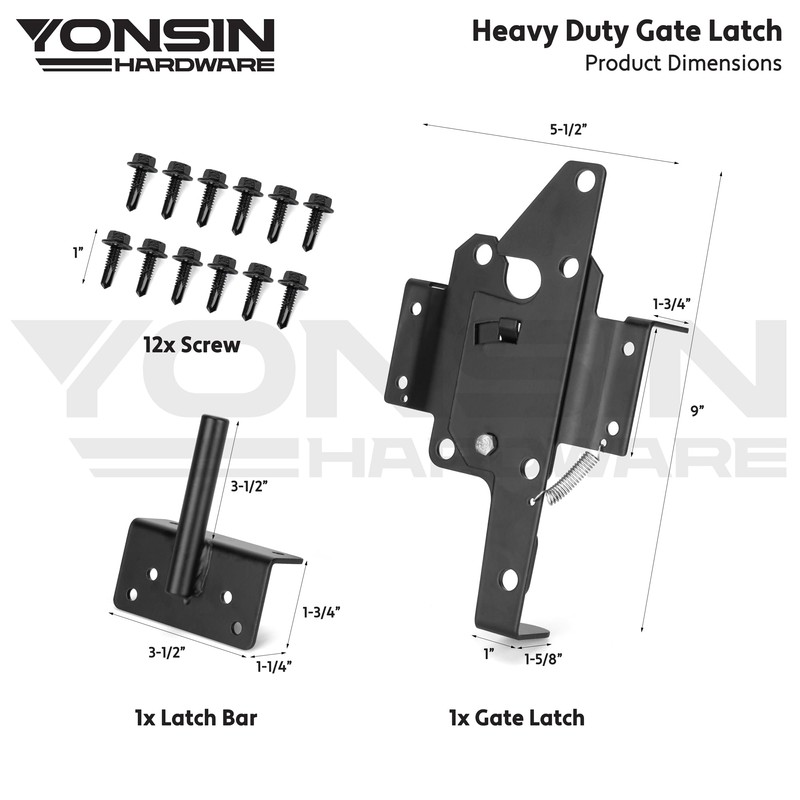 YONSIN Self Locking Gate Latch Heavy Duty for Wooden Fence