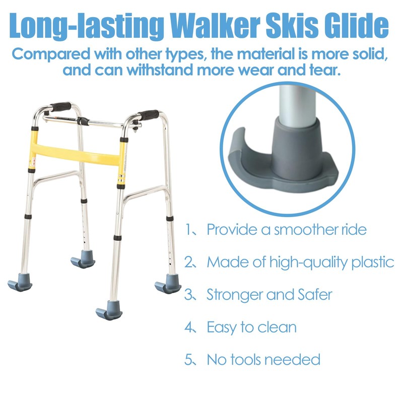 Walker Skis Glides for Folding Walkers, Walker Ski Glides, Walker