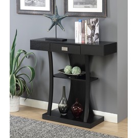 Convenience Concepts Newport 1-Drawer Harri Console Table with Shelves, Black