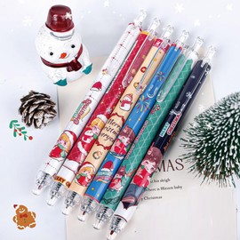MOZXIRZ 6 Pcs Cute Christmas Retractable Pens Cartoon Christmas Pen 0.5mm Black Ink Pen Writing Pens Gel Ink Pens Aesthetic Pens Office School Supplies for Girls Boys Women Men (6Pcs Christmas)