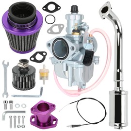 YOXUFA 212cc Racing Carburetor Exhaust Header Muffler Stage 2 Kit for Predator 224cc 196cc 200cc 6.5hp Coleman BT200X CT200U KT196 Baja Warrior MB200 GX160 GX200 Mini Bike Go Kart Performance Parts