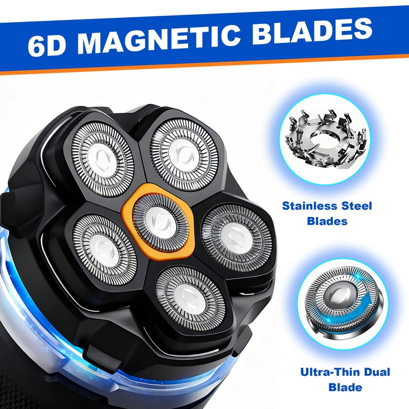 Magnetic 6 Blades Head Shaver Replacement Heads for Many 6D