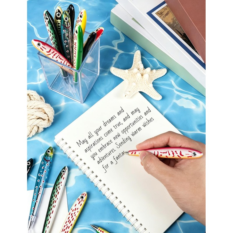 UAYVEBS 9Pcs Fish Pen, Realistic Fishing Party Favors Pen