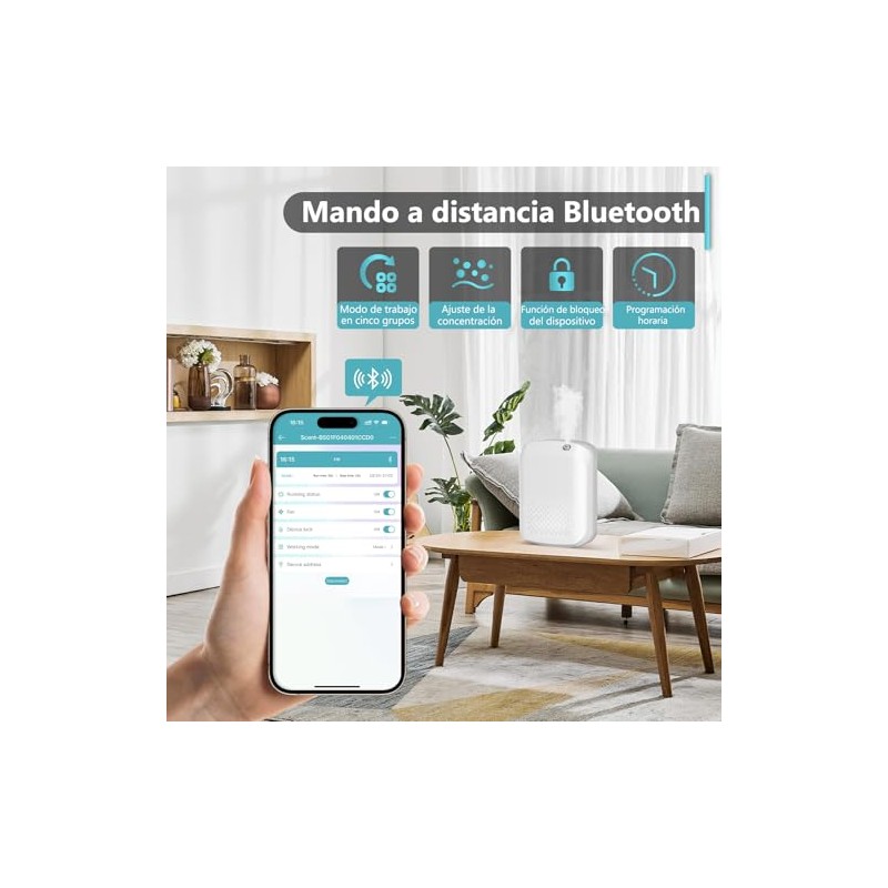 Difusor de Aceite Esenciales Bluetooth 400ml, 5 Modos Control App,