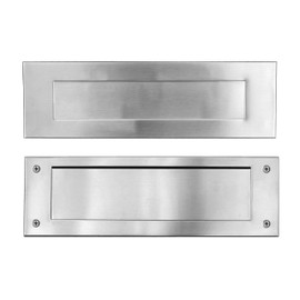 Stainless Steel Door Mail Slot (Front & Rear Pieces), Letter Box Plate Compatible with Any Door Type, 13 in. W x 4 in. H