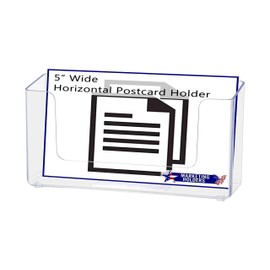 Marketing Holders 5" Wide Postcard Holder Pocket Literature Clear Acrylic Countertop Caddy Printed Material Pamphlet Display Horizontal Organizer