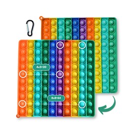 PopIt 2 in 1 Multiplication Board and Hundreds Chart - 1x1 Learning Game for Montessori - XXL Pop On It Fidget Toy