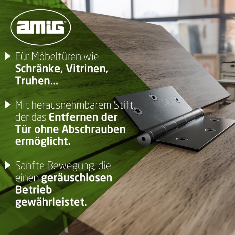 Amig - Pack of 2 Removable Hinges | 3" x
