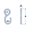 Black S Hook with Eye (25MM Hanging Lashing Fitting Heavy