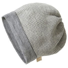 Ecoable Kids Merino Wool Beanie Hat: Warm Thermal Winter Knitted Unisex Cap for Boys & Girls (Size 3, Grey/Natural)