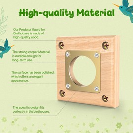 Ensayeer 4 Pack Predator Guards for Birdhouses, Strong Wooden Birdhouse Protector Guards with Copper Portals, Birdhouse Hole Protector Guard Replacement for Eastern Bluebird Houses, 1 1/2 Inch Opening