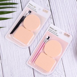 Makeup Brush and Puff 4-Piece Set (Foundation, Eyeshadow, Latex Puff) SW28011 Random 6ea