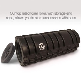 321 STRONG 5 in 1 Foam Roller Set Includes Hollow Core Massage Roller with End Caps, Muscle Roller Stick, Stretching Strap, Double Lacrosse Peanut, Spikey Plantar Fasciitis Ball, All in Giftable Box