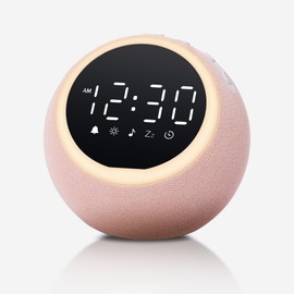 Henescribe White Noise Machine with 25 Soothing Sounds, Alarm Clock with Adjustable Volume, 10 Levels Light, Sound Machine for Sleeping Adults Baby with Timer, Dimmable Display, USB Powered, Pink
