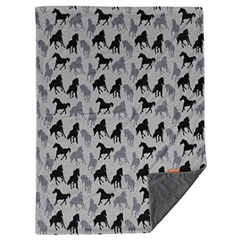 Dear Baby Gear Baby Blanket- Double Layer Blanket- Gender Neutral Baby Blankets for Girls & Boys - Nursery Blanket for Baby - Faux Quilt Soft Baby Blanket - Black & Gray Horses Print - 40x30