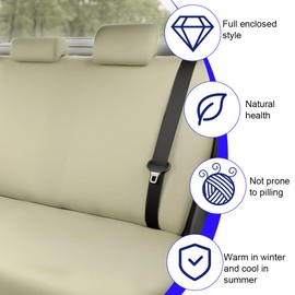 BESULEN Car Back Seat Cover, Dustproof Elastic Cloth Vehicle Rear Seat Bench Protector for Pets Kids, Waterproof Stretch Automobile Interior Accessories, Universal for Sedan Truck SUV (Beige)
