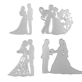 4Pcs /Set Wedding Dies for Card Making Bride and Groom Metal Cutting Dies for DIY Scrapbooking Paper Crafting Handmade Crafts Die Cuts,Wedding Decoration