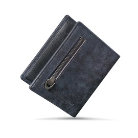 Kawaoto Men's Wallet, Bifold, Thin, Pueblo Leather, Genuine Leather, Compact, Small, Zipper, Slim, Made by Top-Class Leather Artisans, Gift, Dark indigo