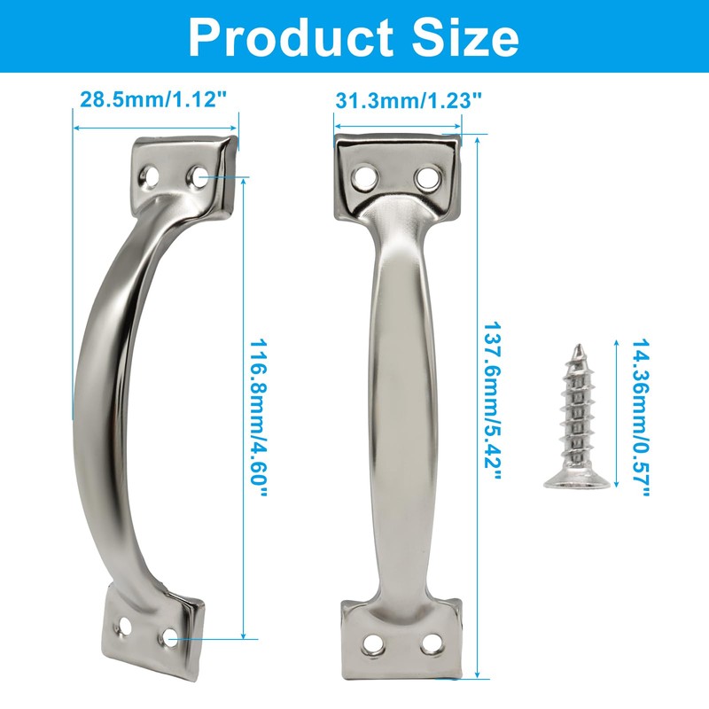 4 Pcs 5.5 Inch Vintage Barn Door Pulls, Silver