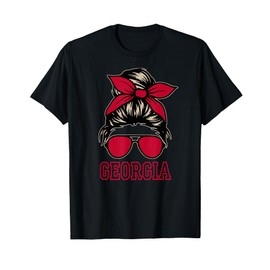 Georgia Women Girls Mom Messy Bun Hair. T-Shirt