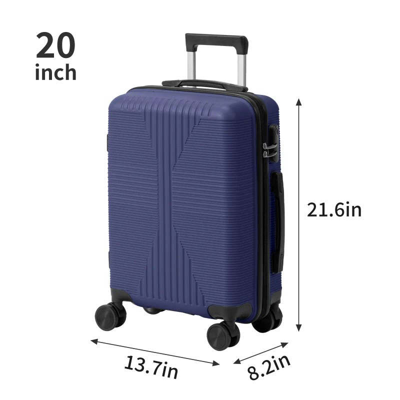 Non-TSA Customs Lock 3-in-1 Navy Blue PP Trolley Case 20in