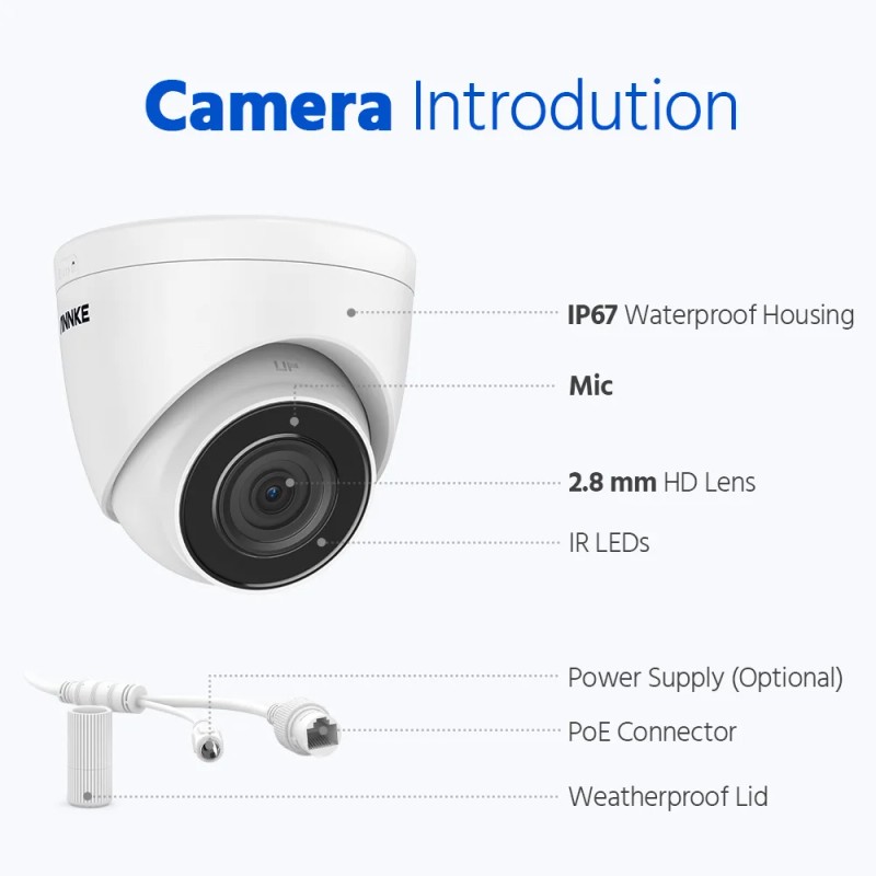 ANNKE C500 3K 5MP 4pcs Set for Home Surveillance PoE