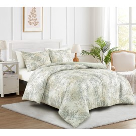 Chezmoi Collection Clematis 2-Piece Tranquil Floral Comforter Set Twin - Soft Green Gray Floral Floral Printed Microfiber Lightweight Bedding Set for All Season