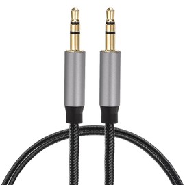 sourcing map AUX Cable, 3.5mm Nylon Braided Audio Cable, 1.6 ft Male to Male Auxiliary Audio Cord Grey for Headphones, Speakers, Car Stereos, Computers