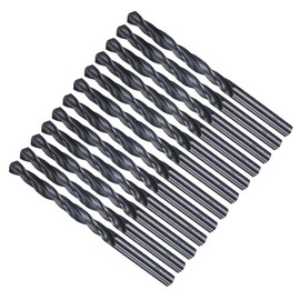 METALLIXITY Drill Bit (6.2mm) 12Pcs, 4241 High-Speed Steel Straight Shank Nitriding Black 118° for Wood Plastic Iron Copper Aluminum Low Soft Metal