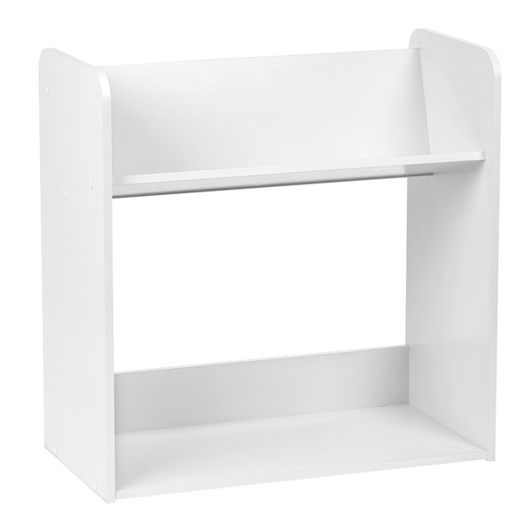 IRIS USA, 2-Tier Tilted Shelf Book Rack, White (596092)