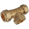 hep® 15mm Brass Compression Tee for Copper, Plastic Pipe WRAS