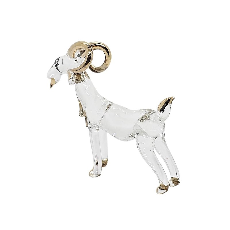 WitnyStore 2¼" High Cleart Goat Blown Glass Figurine - Miniature