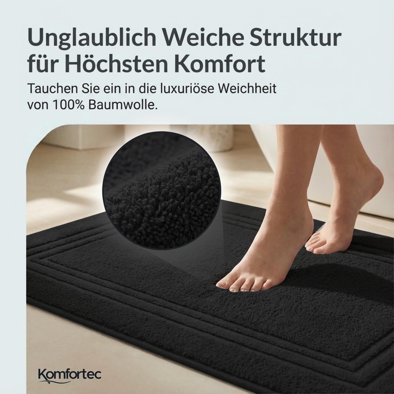 Komfortec Set of 2 Bath Mats Made of 100% Cotton,