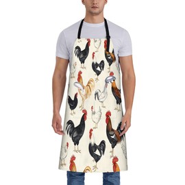 Turamurra Classic Rooster Apron for Women, 28x33in, Kitchen Chef Aprons with 2 Pockets, Polyester, Chicken Print Apron for Cooking BBQ Baking Gardening Chef, Gifts for Mom Wife Dad