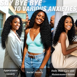 Real Hair Wig, Curly, 13 x 6 (33x15 cm), HD Lace Front Wig, Human Hair, 200% Density, Black Curls, Water Wave, Glueless Human Hair Wigs for Black Women, 51