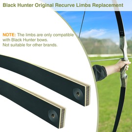 Black Hunter Original Recurve Bow Limbs Replacement, GLURAK 50lb Fiberglass and Bamboo Sheet Laminated Bow Limbs