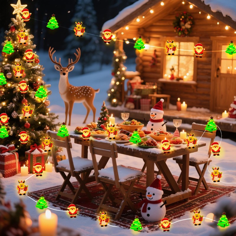 Aogist Christmas String Lights, 16ft 50 LED Battery Powered Reindeer