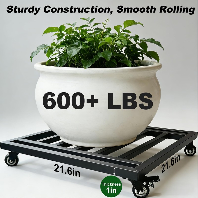 22" Plant Caddy with Wheels Heavy Duty,600Lbs Large Metal Plant