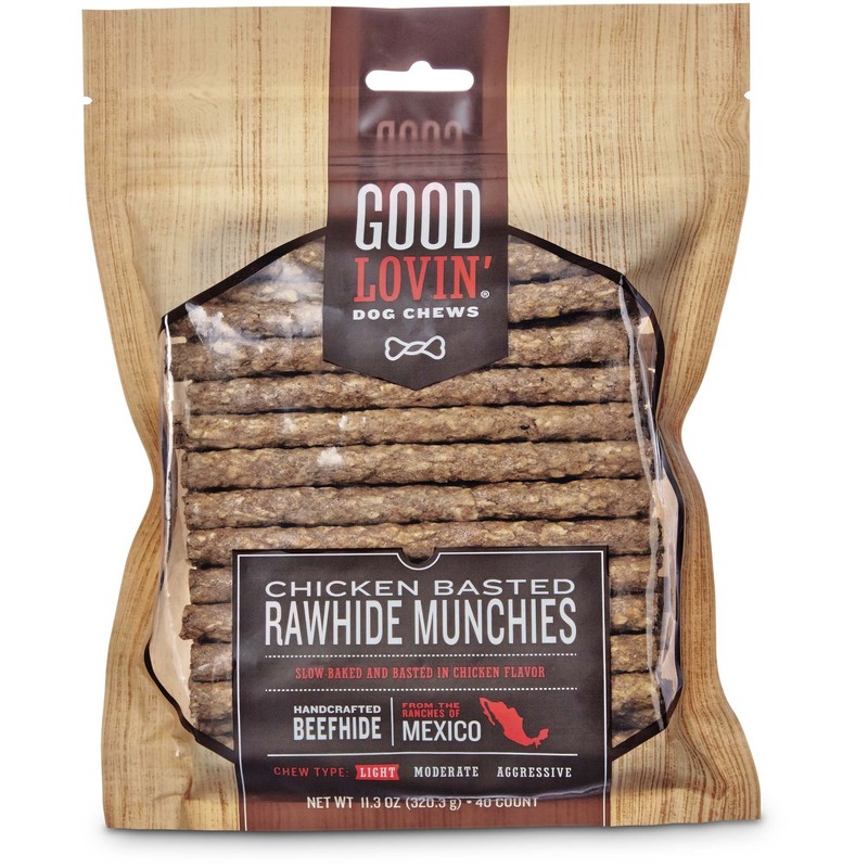 Good Lovin' Chicken Basted Rawhide Munchie Dog Chews, Pack of
